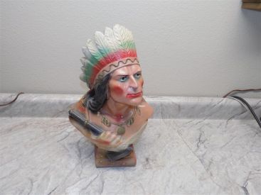 Antique Painted Chalkware Iroquois Cigar Store Indian Bust - Very Nice Condition Main Image