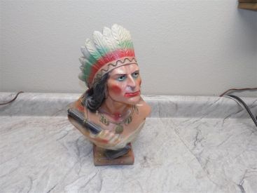Antique Painted Chalkware Iroquois Cigar Store Indian Bust - Very Nice Condition Main Image Antique Painted Chalkware Iroquois Cigar Store Indian Bust - Very Nice Condition Main Image