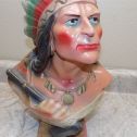 Antique Painted Chalkware Iroquois Cigar Store Indian Bust - Very Nice Condition Alternate View 2