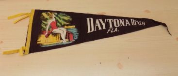 Vintage Daytona Beach Fla. Felt Pennant Flags w/Woman in Swimsuit Graphic Main Image Vintage Daytona Beach Fla. Felt Pennant Flags w/Woman in Swimsuit Graphic Main Image