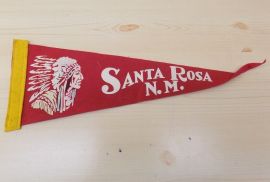 Vintage Santa Rosa, NM. Felt Pennant Flag w/Indian in Headdress Graphic