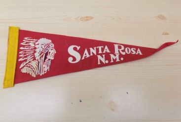 Vintage Santa Rosa, NM. Felt Pennant Flag w/Indian in Headdress Graphic Main Image Vintage Santa Rosa, NM. Felt Pennant Flag w/Indian in Headdress Graphic Main Image