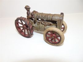 Vintage Tractor-cast Iron Gray/Red Ford/Fordson w/ farmer-Arcade?-fair shape