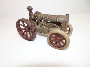Vintage Tractor-cast Iron Gray/Red Ford/Fordson w/ farmer-Arcade?-fair shape Main Image