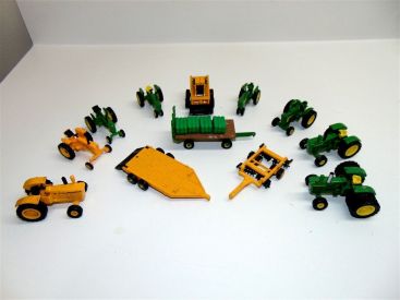 Vintage 12 John Deere 70's era Historical Tractors and trailers-Ertl Diecast Lot Main Image