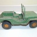 Vintage 1940's AL-Toy Green Jeep Military with windshield/opening hood-Cast Al. Alternate View 2