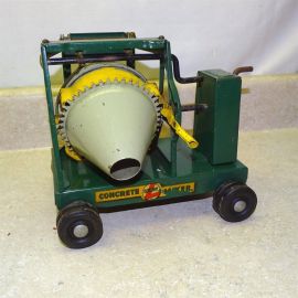 Vintage Buddy L Concrete Mixer, Pressed Steel Toy, Cement Barrel Trailer