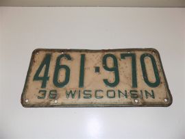 Vintage 1936 Wisconsin License Plate #461-970
