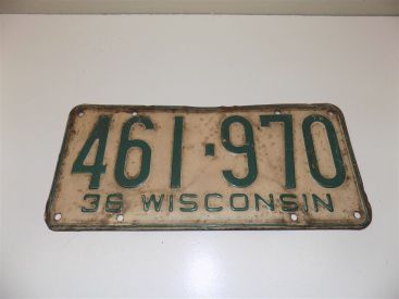 Vintage 1936 Wisconsin License Plate #461-970 Main Image