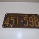 Vintage 1935 Wisconsin License Plate #451-598 Main Image