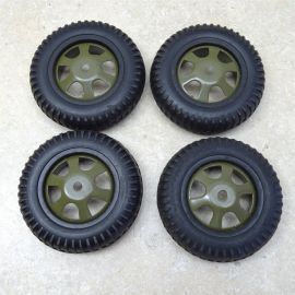 Lot 4 Reproduction Custom Military Style Wheel/Tire 3.5" Diameter Steel/Rubber 4