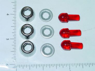 Tonka Set of 3 Replacement Red Flasher w/Bezel Toy Parts Main Image