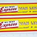 Pair Marx Hiway Express Van Lines Panel Stickers Main Image