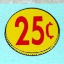 Three (3) Generic 25 Cent Coin Vend Stickers Main Image