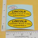Pair Lincoln Construction Company Toy Truck Stickers w/Ellwood Hood Oval Main Image