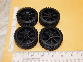 Set of 4 Tonka 3D Printed Black Plastic Custom Mudder Wheels