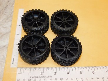 Set of 4 Tonka 3D Printed Black Plastic Custom Mudder Wheels Main Image Set of 4 Tonka 3D Printed Black Plastic Custom Mudder Wheels Main Image