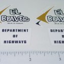 Pair Lil Beaver Dept of Highways Truck Stickers Main Image