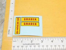 Structo Road Grader Construction Toy Replacement Sticker Set