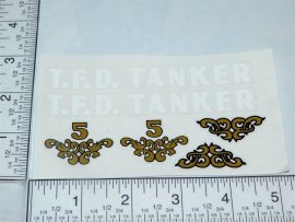 Tonka Custom White Letter TFD Tanker Truck Replacement Sticker Set