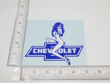 5" Chevy Bowtie Logo Pinup Girl Sticker Main Image