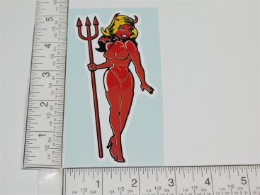 5" Tall Devil Pinup Girl Cartoon Logo Sticker Main Image