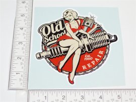 5" Diameter Old School Spark Plug Pinup Girl Logo Sticker